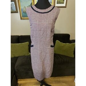 Boden Dress Womens Size US16L Pink Navy 100% Wool British Tweed By Mallalieus